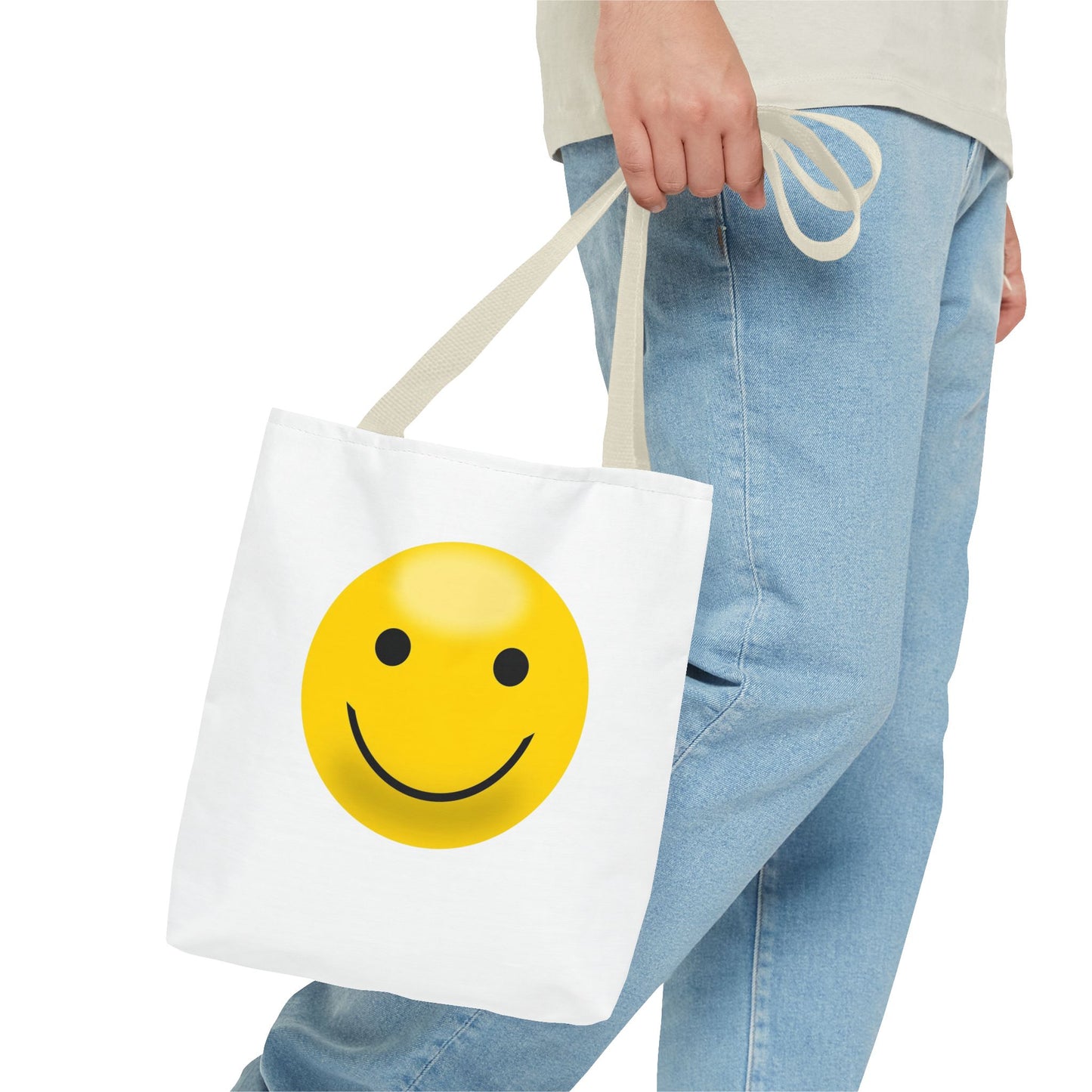 Smiley Face Tote Bag, Eco-Friendly Shopping Bag, Fun Beach Bag, Gift for Teens, Happy Tote for Everyday Use