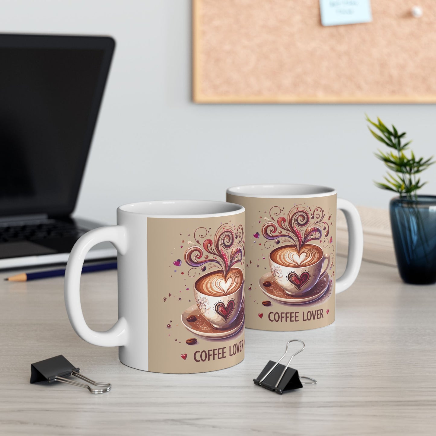 Coffee Lover Ceramic Mug — Cute Whimsical Coffee Art (11oz & 15oz)