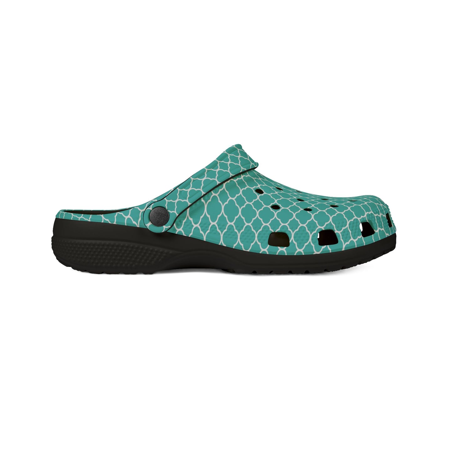 Aqua Tile Pattern EVA Clogs — Lightweight Casual Slip-On Shoes