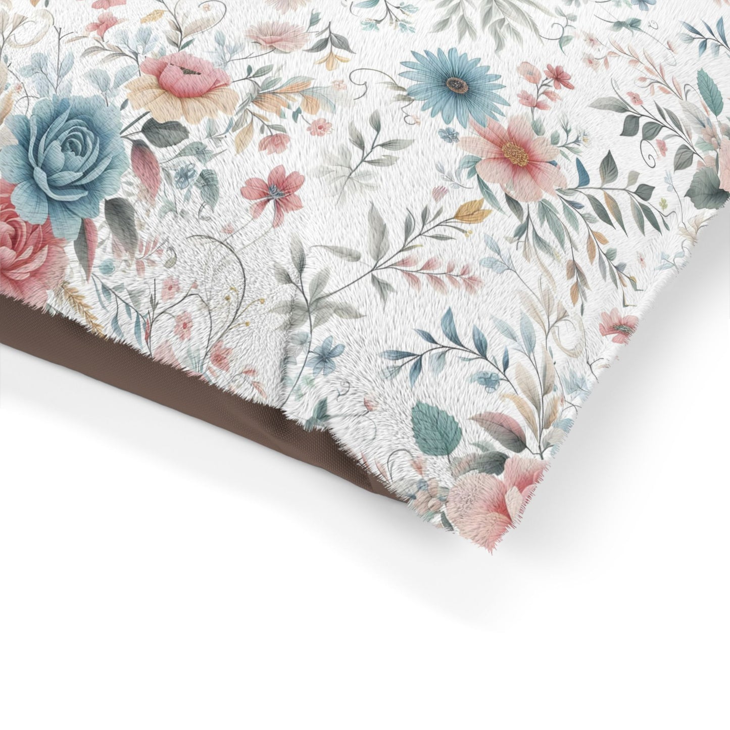 Floral Pet Bed - Cozy Furry Dog & Cat Bed, Decorative Cushion for Pets, Gift for Pet Lovers, Comfortable Pet Sleeping Pad