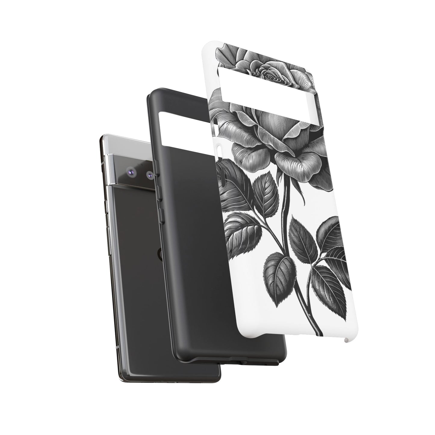 Elegant Floral Phone Case - Tough Cases, Black Rose Design, Floral Phone Cover, Stylish Phone Accessory, Gift for Her, Mother's Day