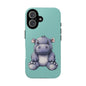 Cute Hippo Phone Case, Tough Phone Cover, Fun Animal Case, Gift for Kids, Cute Decor, Birthday Present