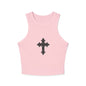 Chic Women's Crop Tank Top with Cross Design, Gym Wear, Casual Summer Top, Festival Fashion, Spiritual Style