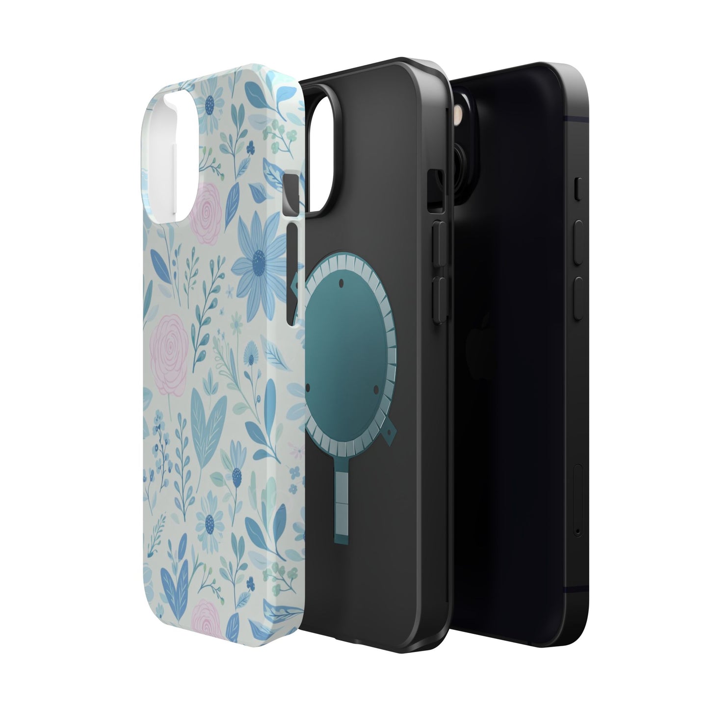Floral Pastel Magnetic Impact Phone Case — Blue & Pink Botanical Design