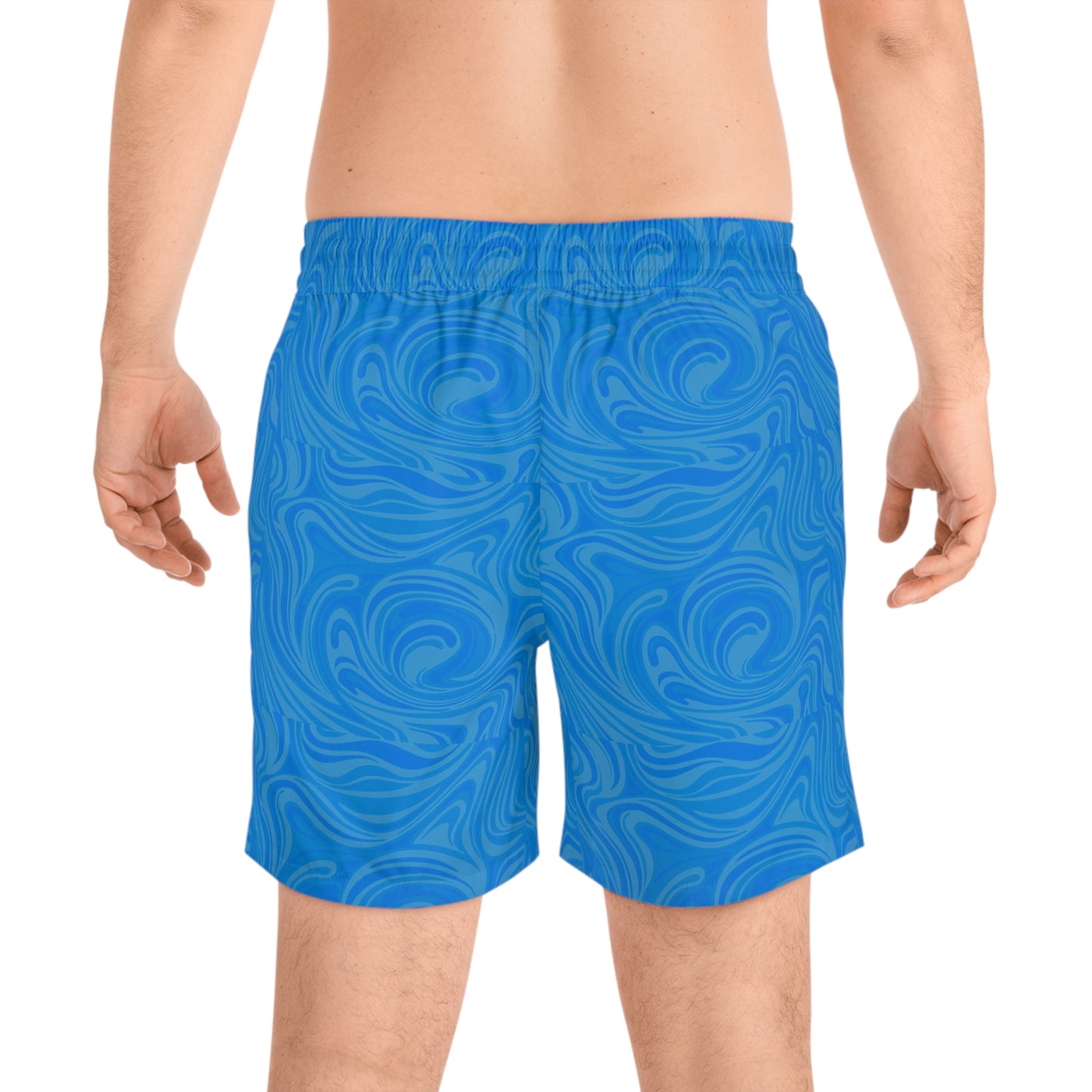 Aesthetic Wave Print Swim Shorts for Men, Beachwear, Vacation Style, Summer Essentials, Pool Party