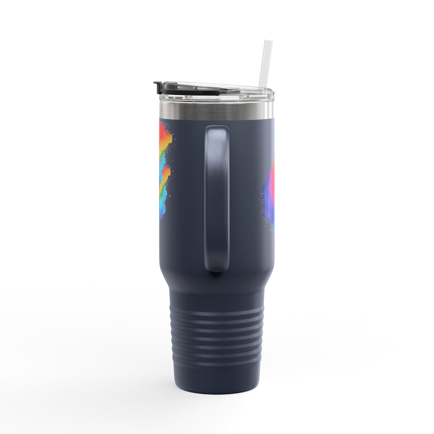 Vibrant Rainbow Insulated Travel Mug | 40oz Leakproof Drinkware for Road Trips, Gifts, Outdoor Adventures, Pride Events, Summer Outings