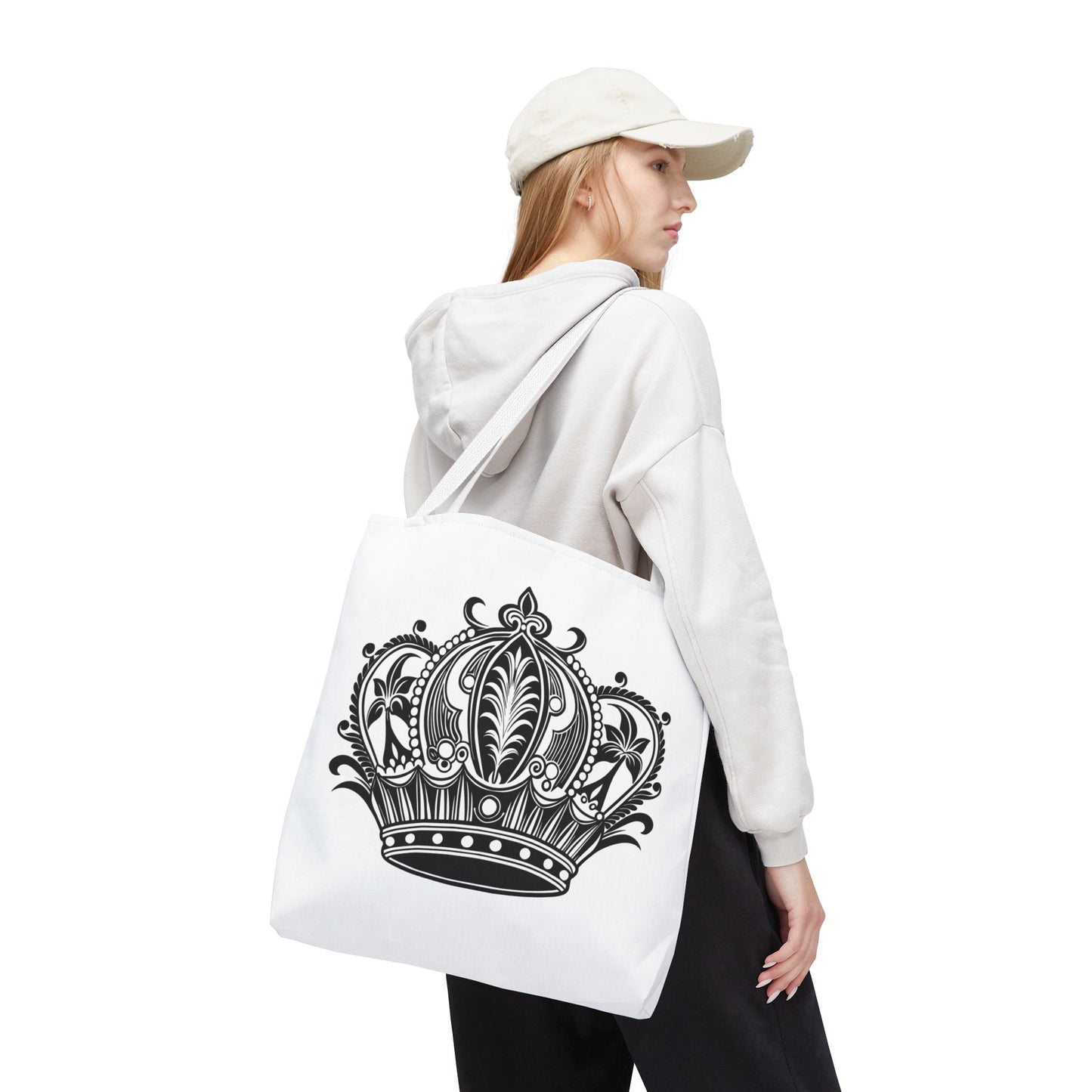 Crown Design Tote Bag, Royal Style Shopping Tote, Chic Grocery Bag, Gift for Her, Fashionable Accessories