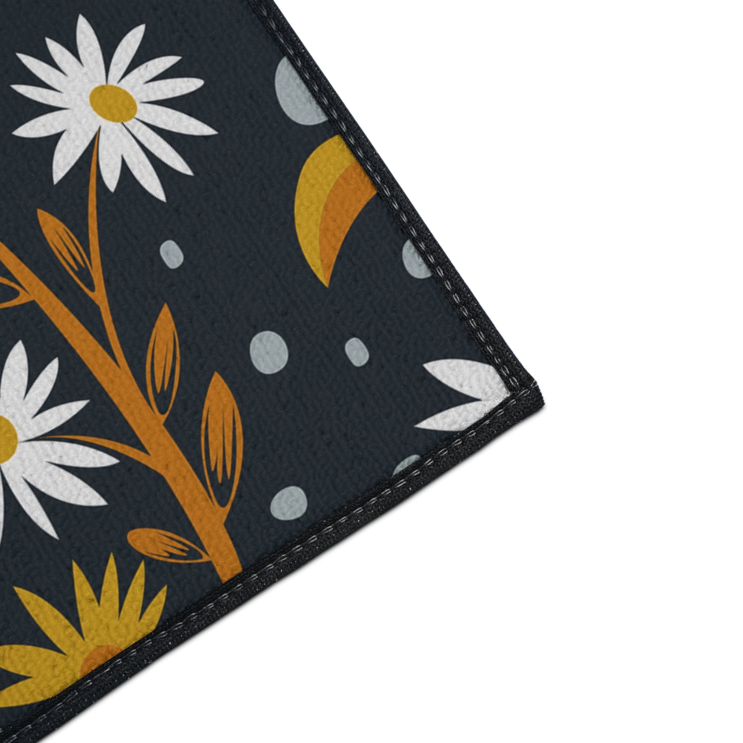 Floral Daisies Heavy Duty Floor Mat — Dark Botanical Entry Rug