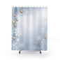 Winter Snowflake Shower Curtain with Silver Ornaments — Holiday Bathroom Decor