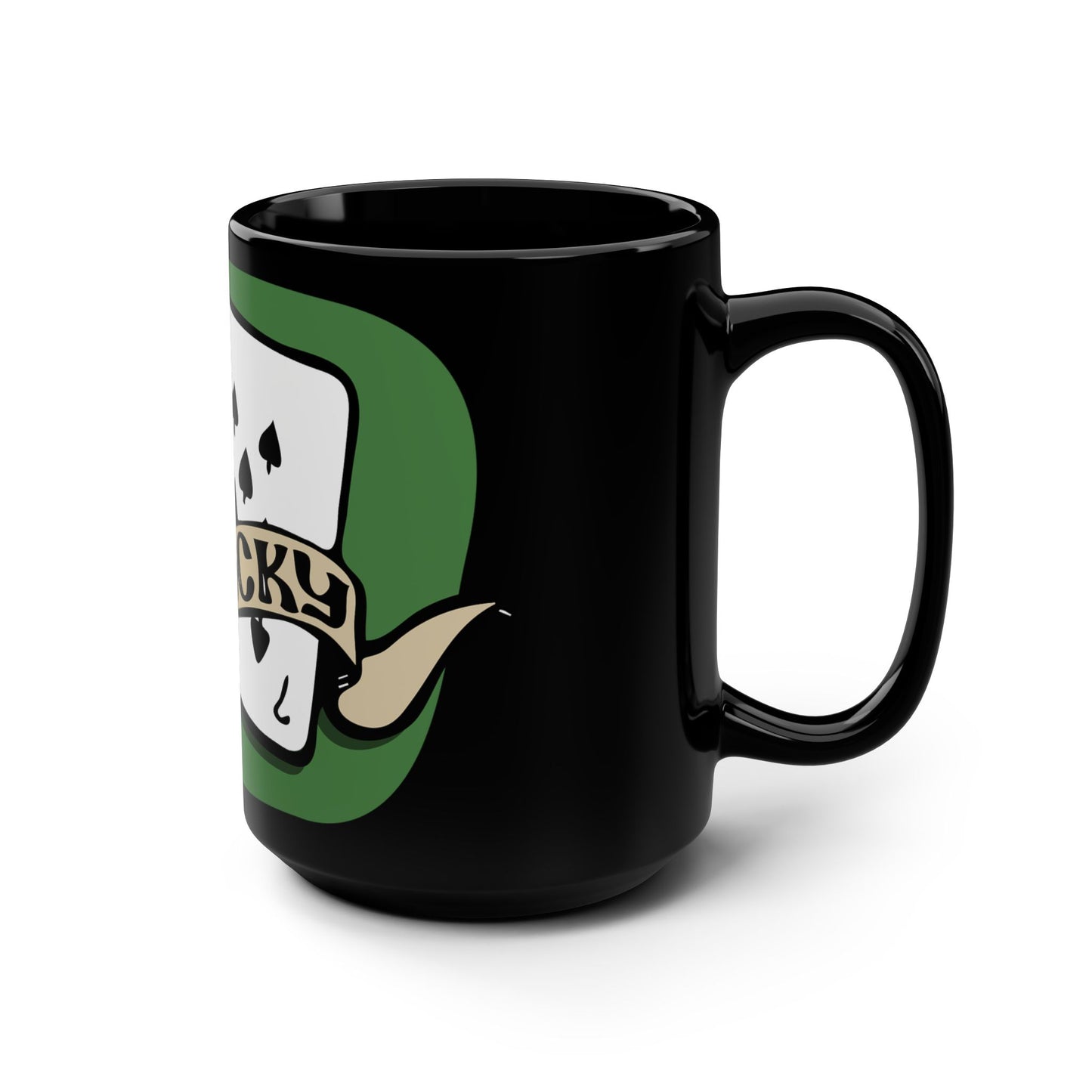 Unlucky Cards Black 15oz Mug — Retro Tattoo-Style Playing Cards Design