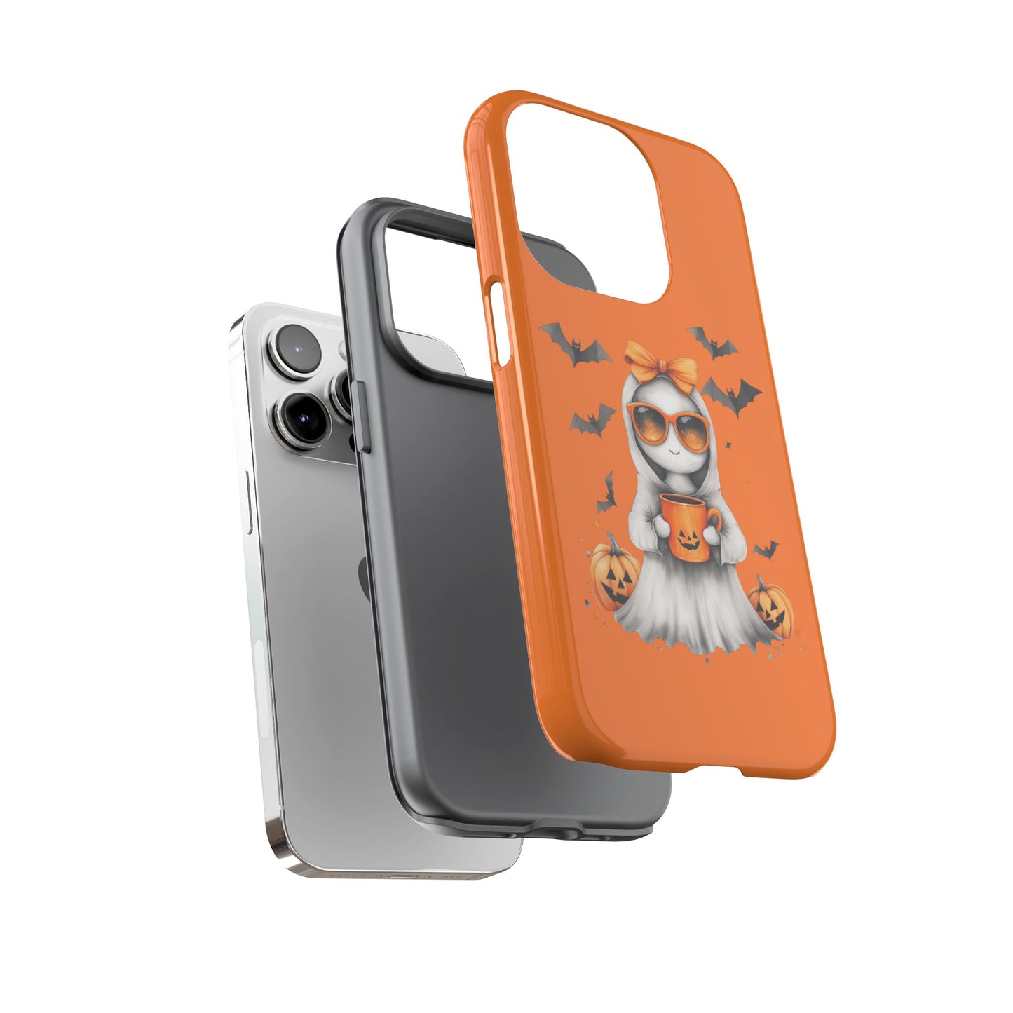 Halloween Ghost Phone Case, Cute Cat Ghost Case, Autumn Phone Cover, Spooky Season Gift, Trick or Treat Case