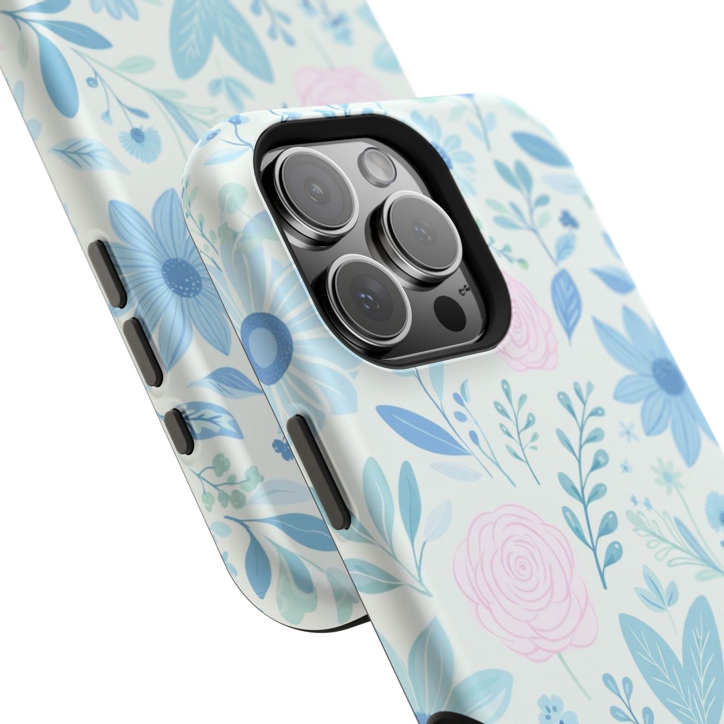 Floral Pastel Magnetic Impact Phone Case — Blue & Pink Botanical Design