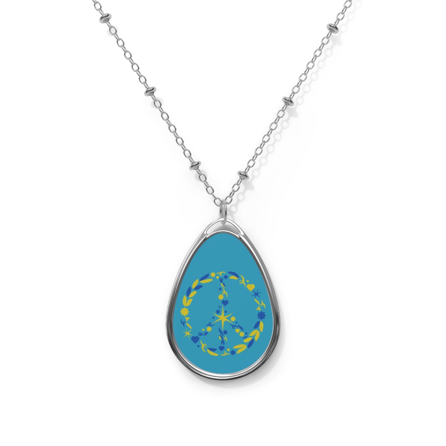 Peace Sign Oval Necklace | Boho Jewelry, Meaningful Gift, Handmade Pendant, Festival Accessory, Eco-Friendly Charm