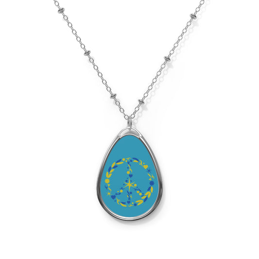 Peace Sign Oval Necklace | Boho Jewelry, Meaningful Gift, Handmade Pendant, Festival Accessory, Eco-Friendly Charm