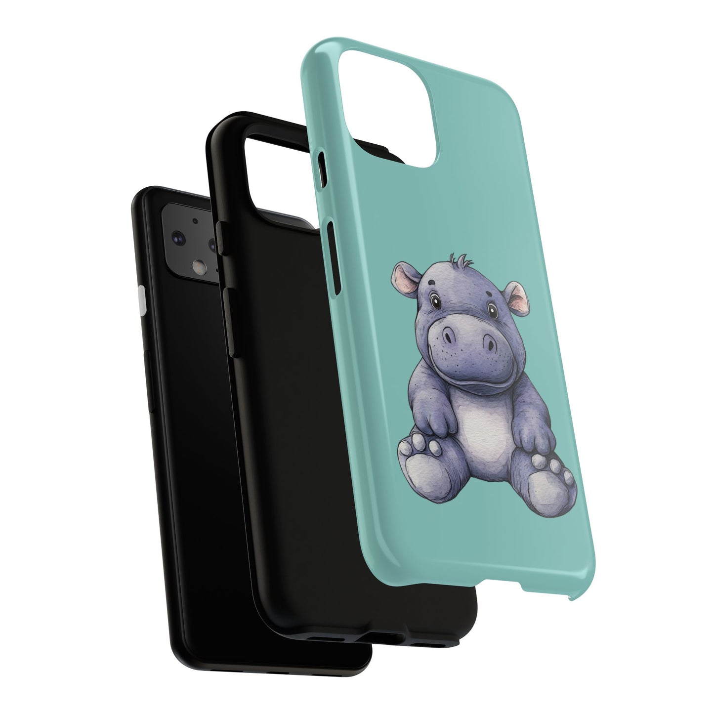 Cute Hippo Phone Case, Tough Phone Cover, Fun Animal Case, Gift for Kids, Cute Decor, Birthday Present