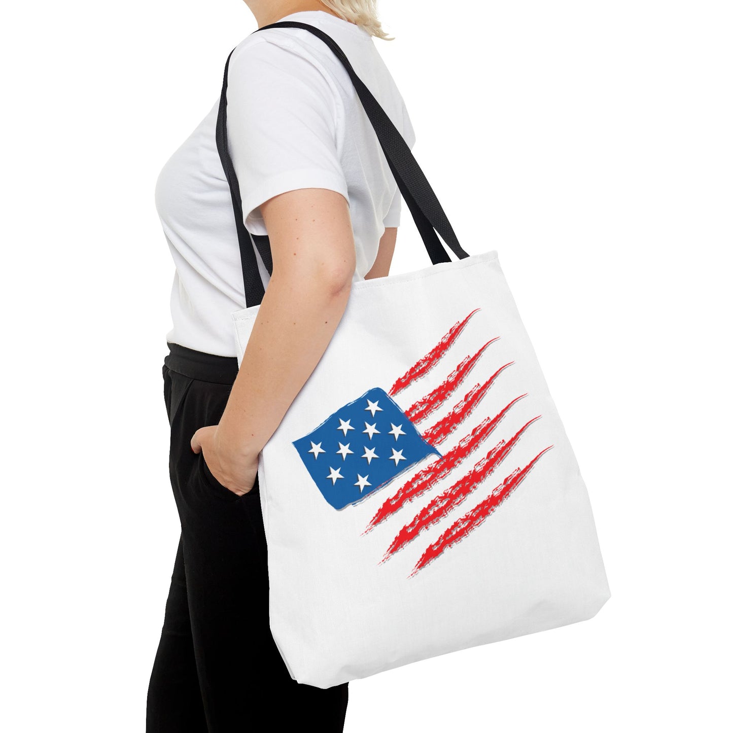 Patriotic Tote Bag | USA Pride | American Flag Design | Eco-Friendly Market Bag | Gift for Fourth of July, Veterans, Memorial Day