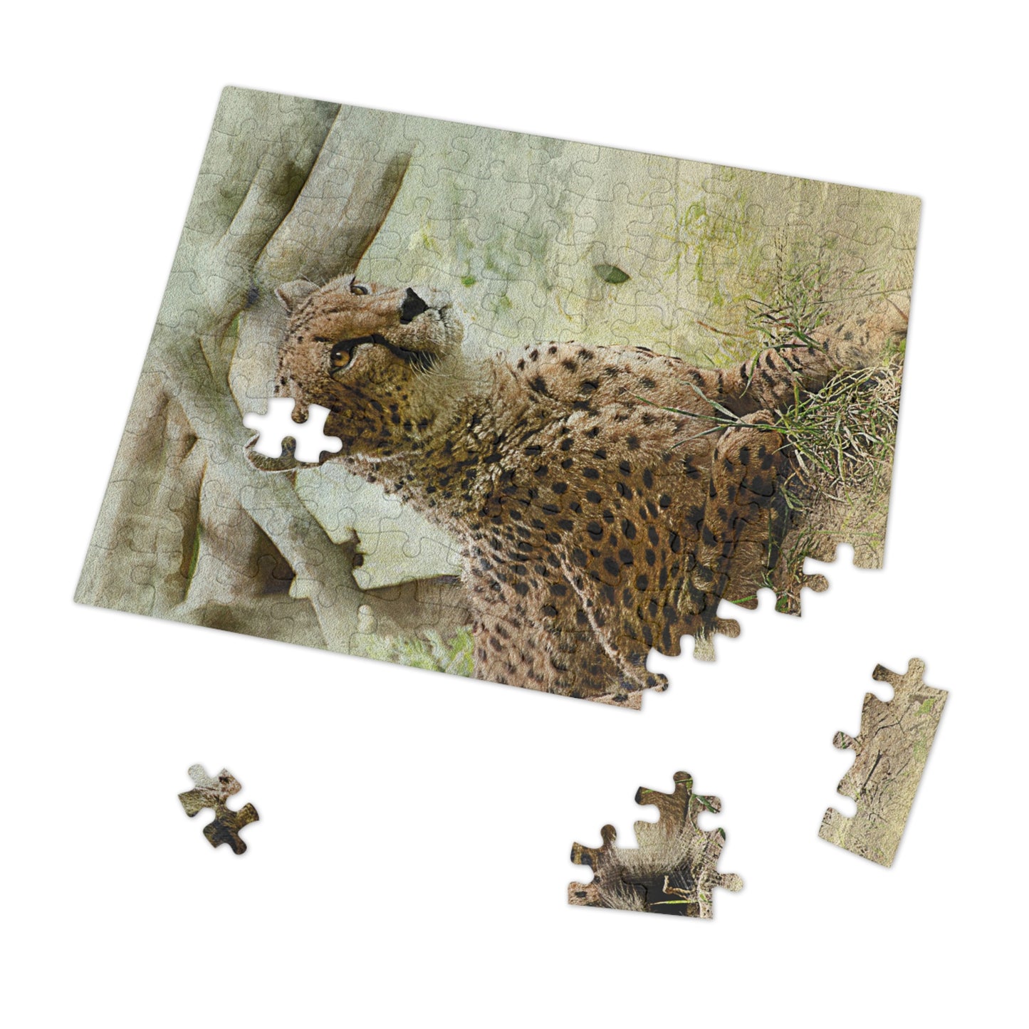 Wildlife Jigsaw Puzzle with Tin, Cheetah Puzzle Game, Family Fun Activity, Perfect Gift for Nature Lovers, Home Decor Puzzle