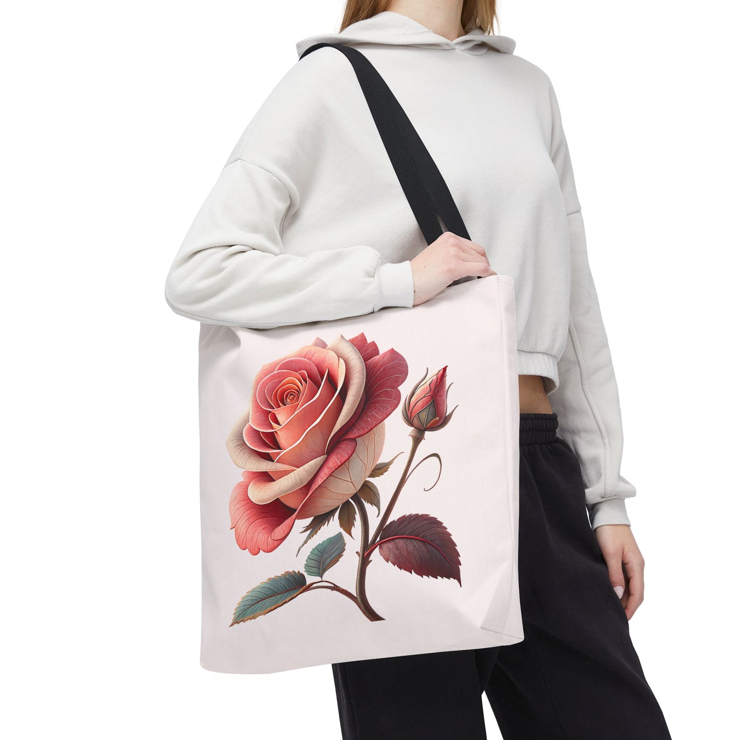 Romantic Floral Tote Bag, Rose Design, Chic Bag, Stylish Carryall, Perfect Gift for Her, Everyday Use, Eco-Friendly