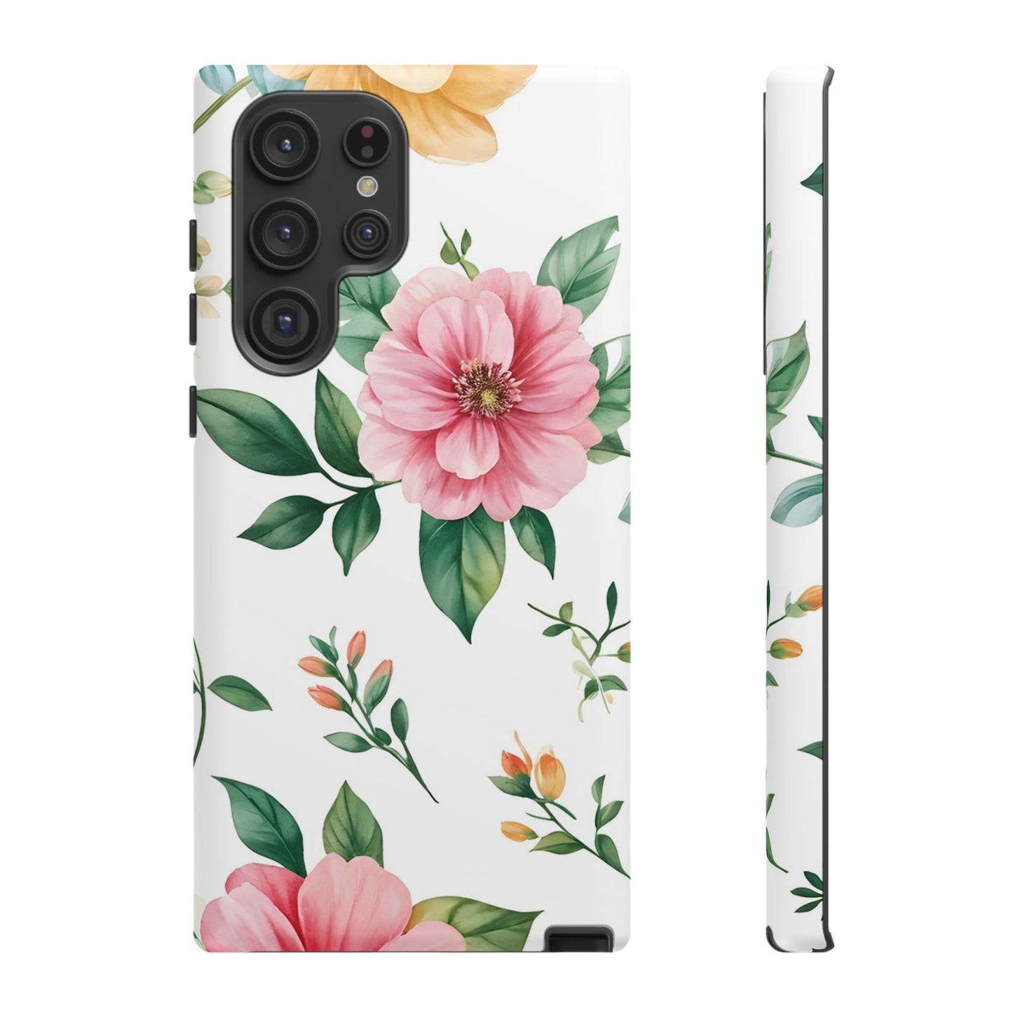 Floral Tough Phone Case — Pink Peony Protective Phone Cover