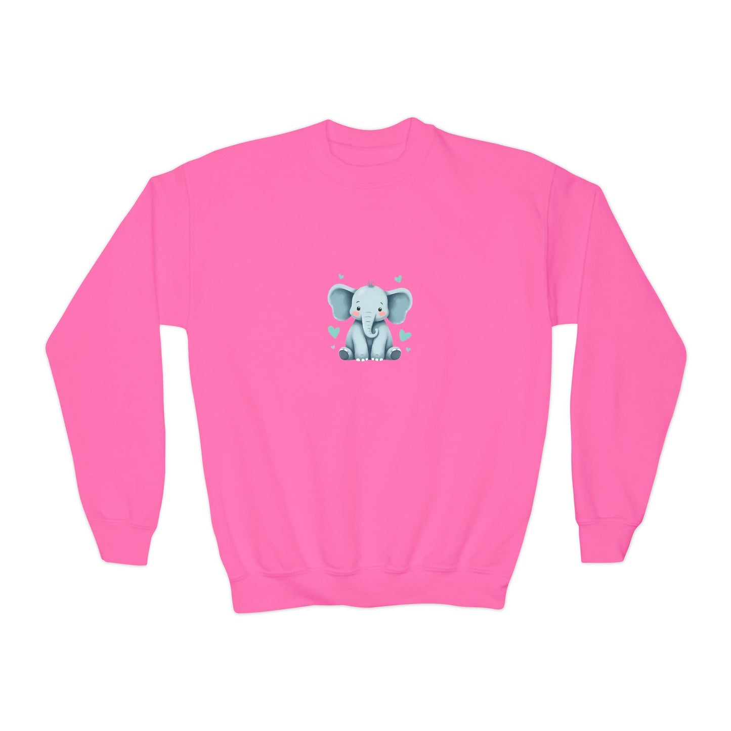 Adorable Elephant Youth Crewneck Sweatshirt, Kids' Casual Wear, Animal Lover Gift, Birthday Present, Cute Sweatshirt for All Seasons
