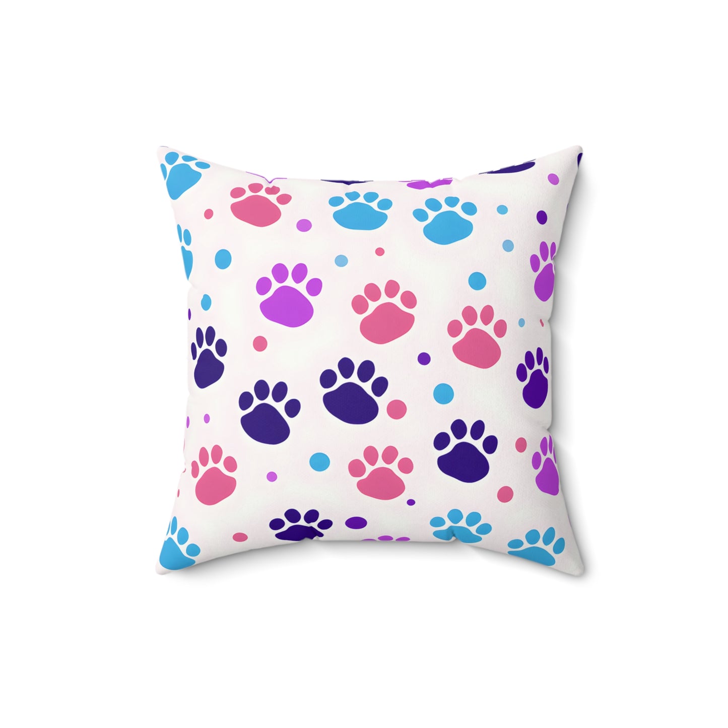 Colorful Paw Print Throw Pillow — Cute Pet Pattern Decorative Cushion