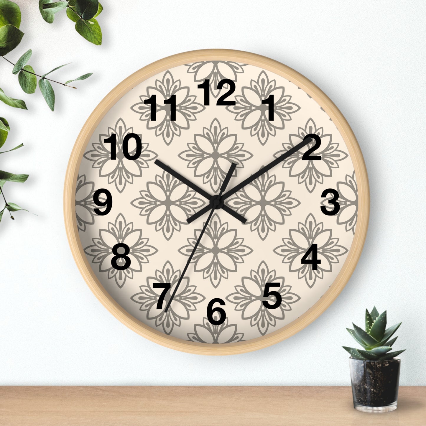 Elegant Floral Wall Clock - Home Decor, Modern Timepiece, Gift for Her, Office Decor, Living Room Accent