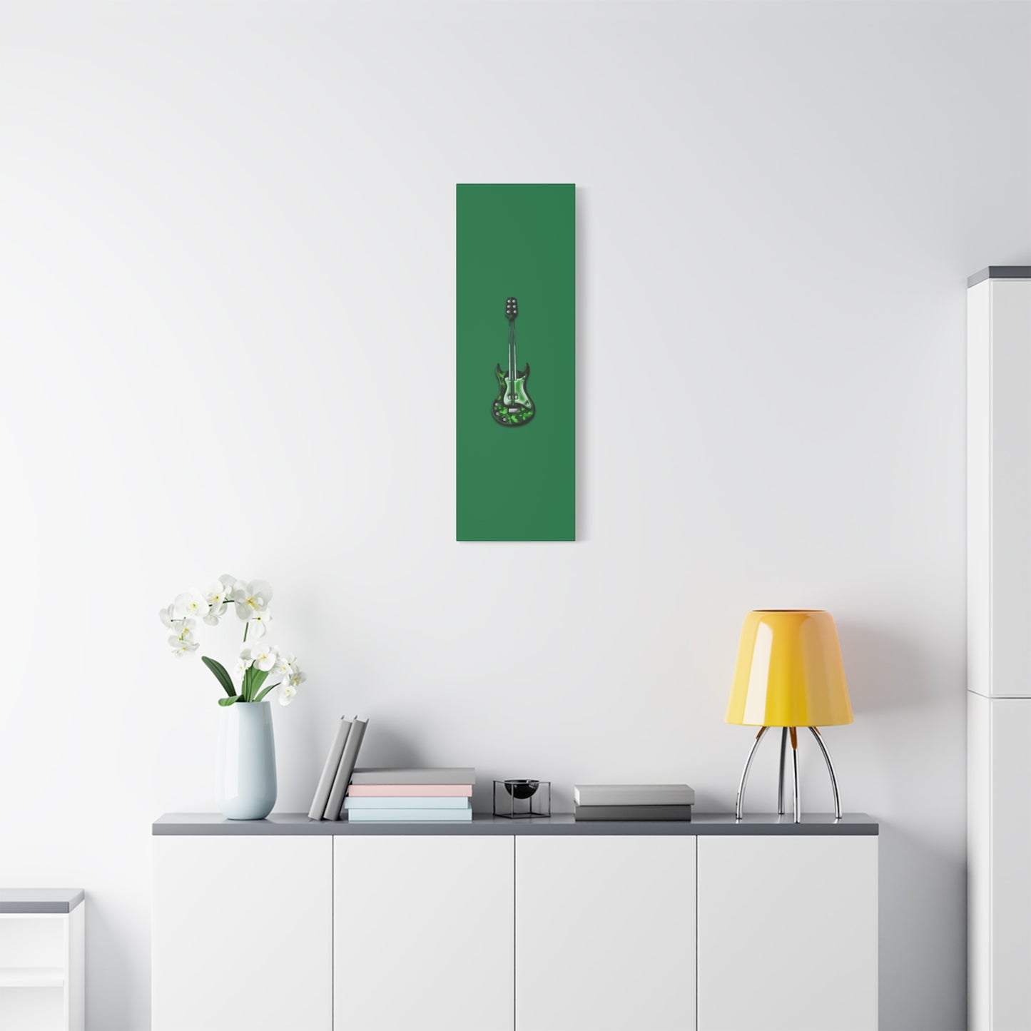 Green Electric Guitar Canvas Art, Music Wall Decor, Rock n Roll Gift, Guitar Lover's Art, Stretched Green Canvas, Home Theater Decor