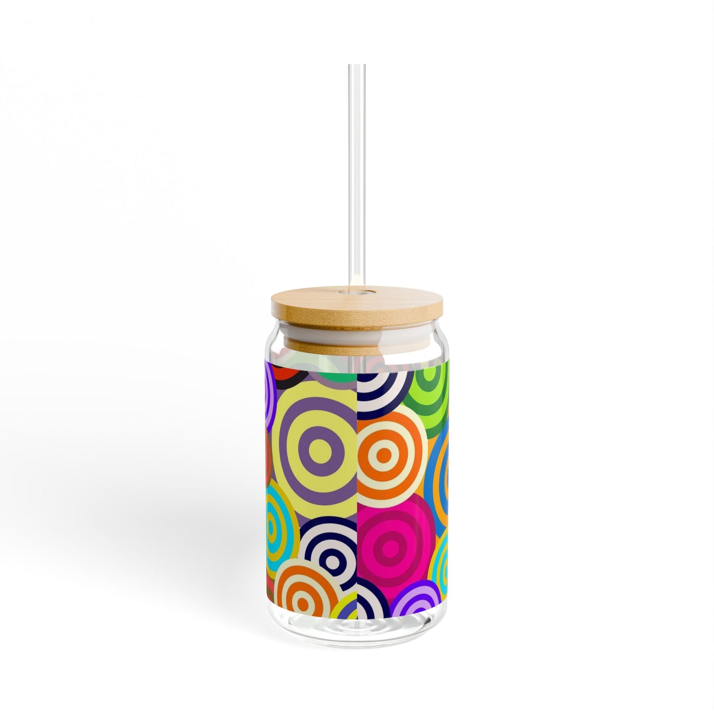 Vibrant Sipper Glass with Bamboo Lid, Colorful Drinkware, Eco-Friendly Straw Glass, Perfect for Parties, Outdoor, Gifts