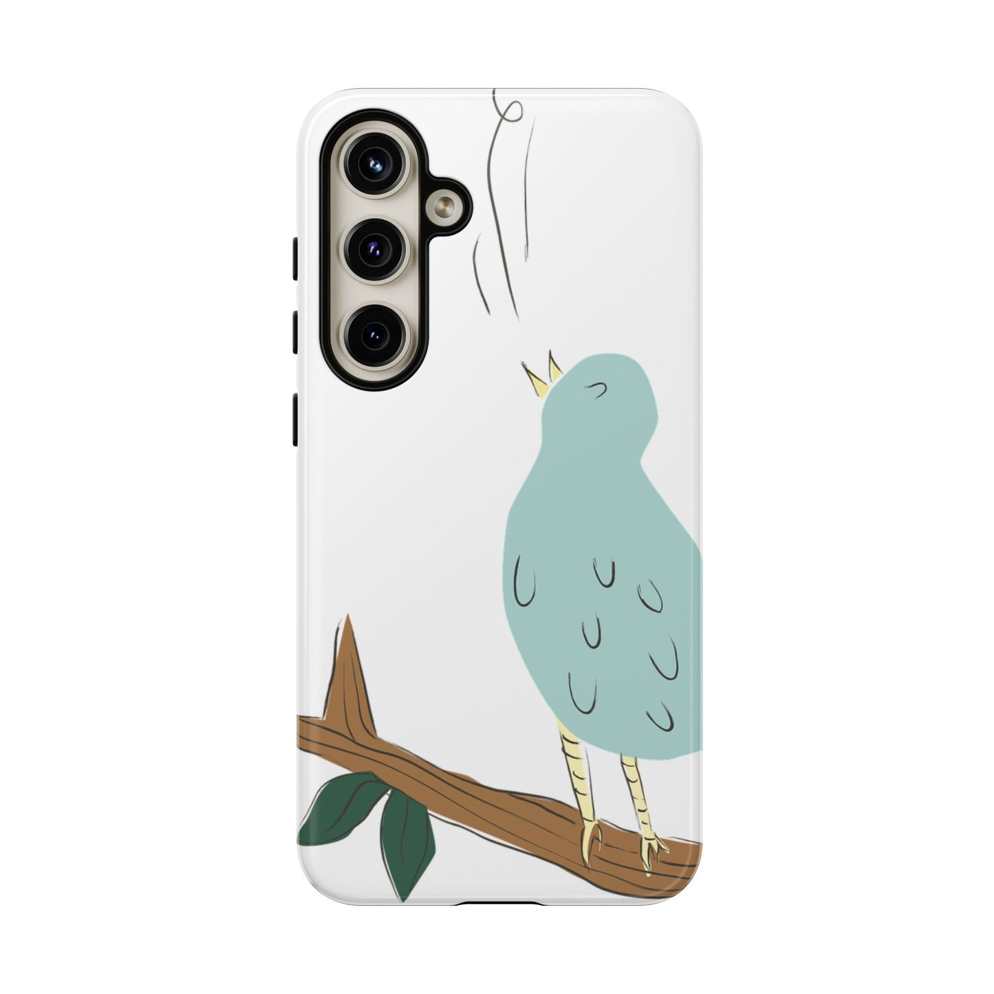 Birdsong Phone Case — Cute Blue Bird on Branch Protective Case