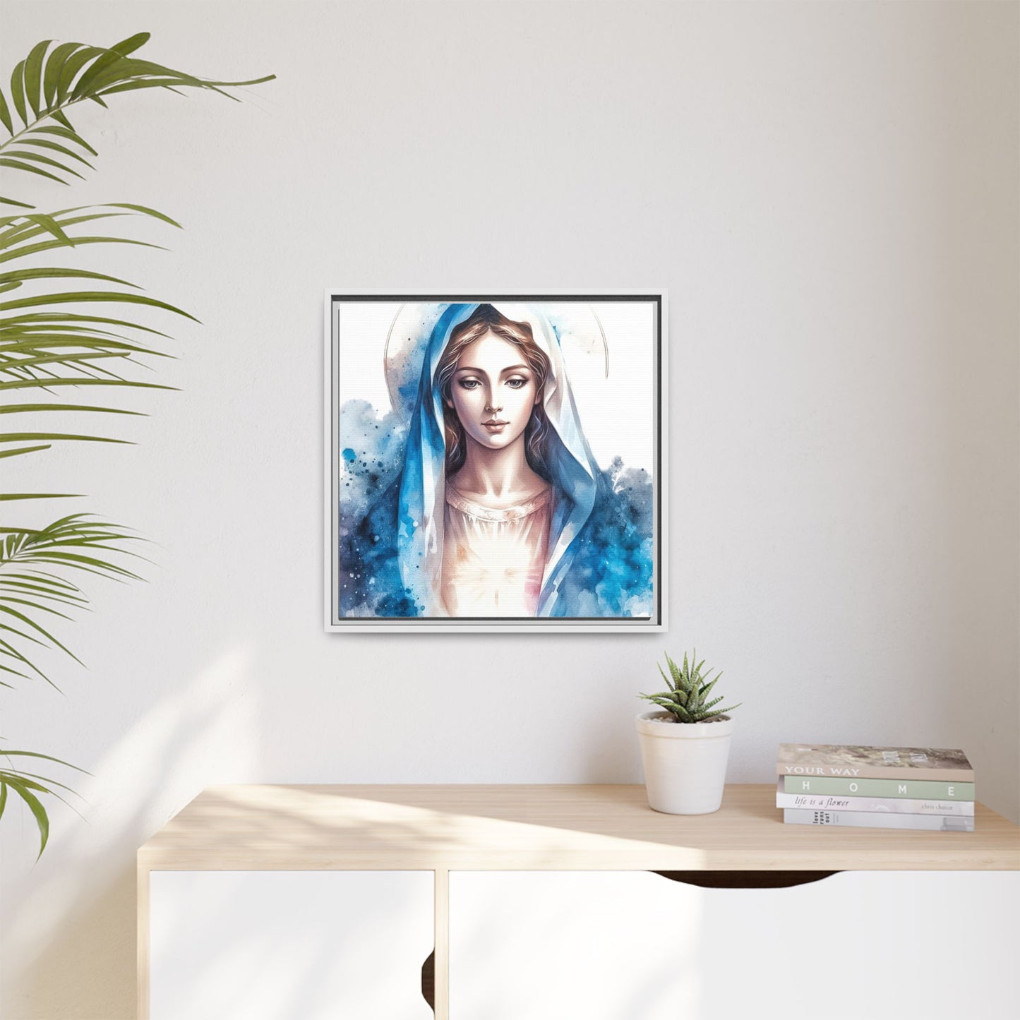 Framed Canvas Art Print, Spiritual Decor, Religious Artwork, Wall Decor, Gift for Faith, Elegant Home Decoration