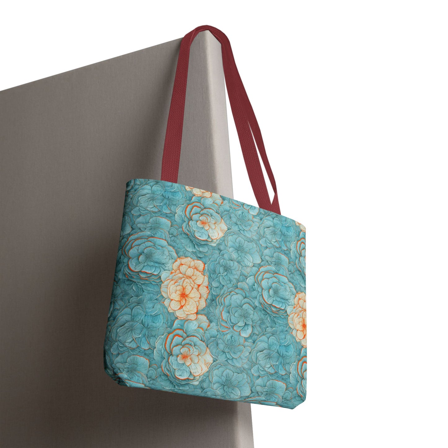Floral Watercolor Tote Bag — Teal Succulent Pattern