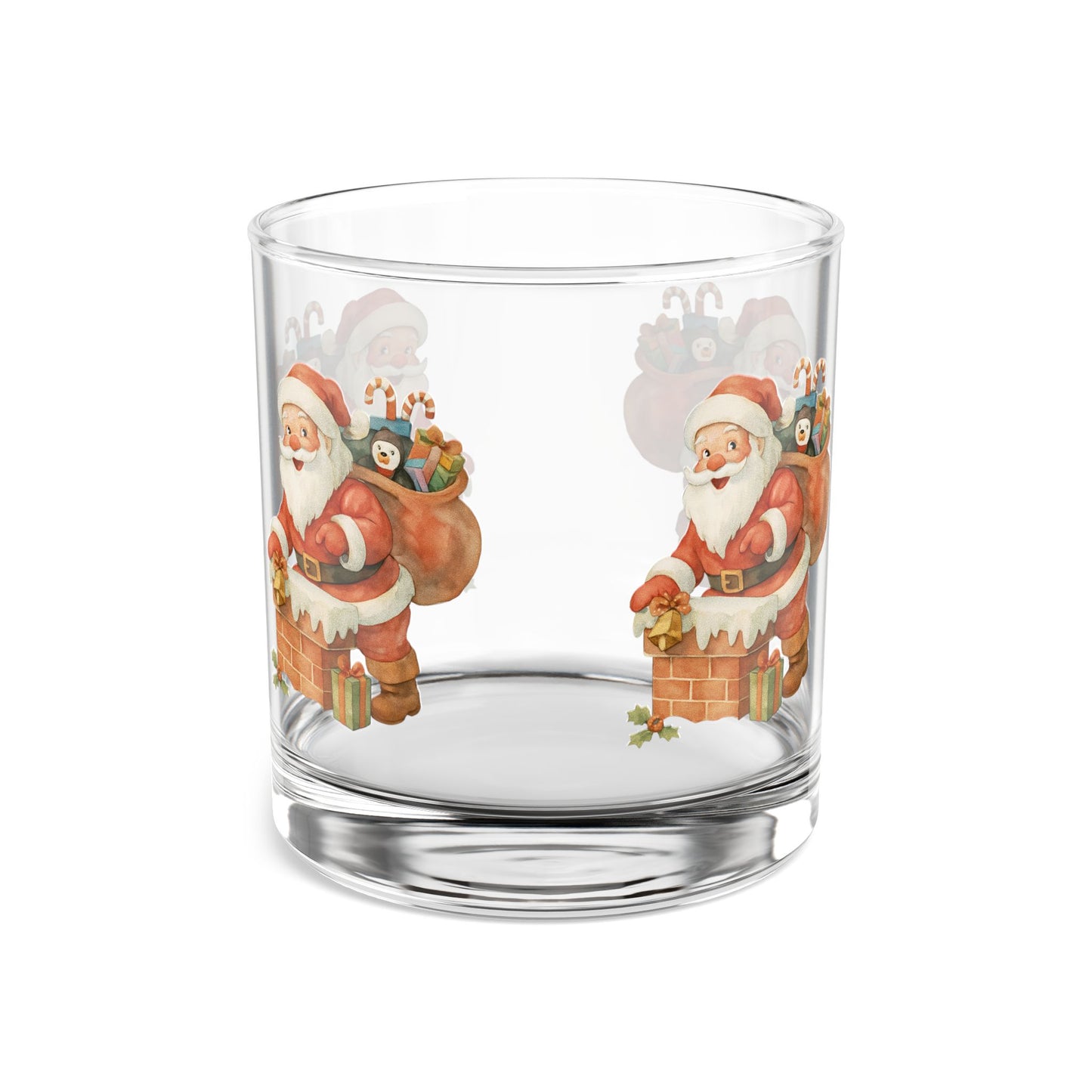 Festive Santa Rocks Glass, Perfect for Holiday Gatherings, Christmas Cheer, Unique Gift for Loved Ones, Cocktail Enthusiasts, 10oz Capacity