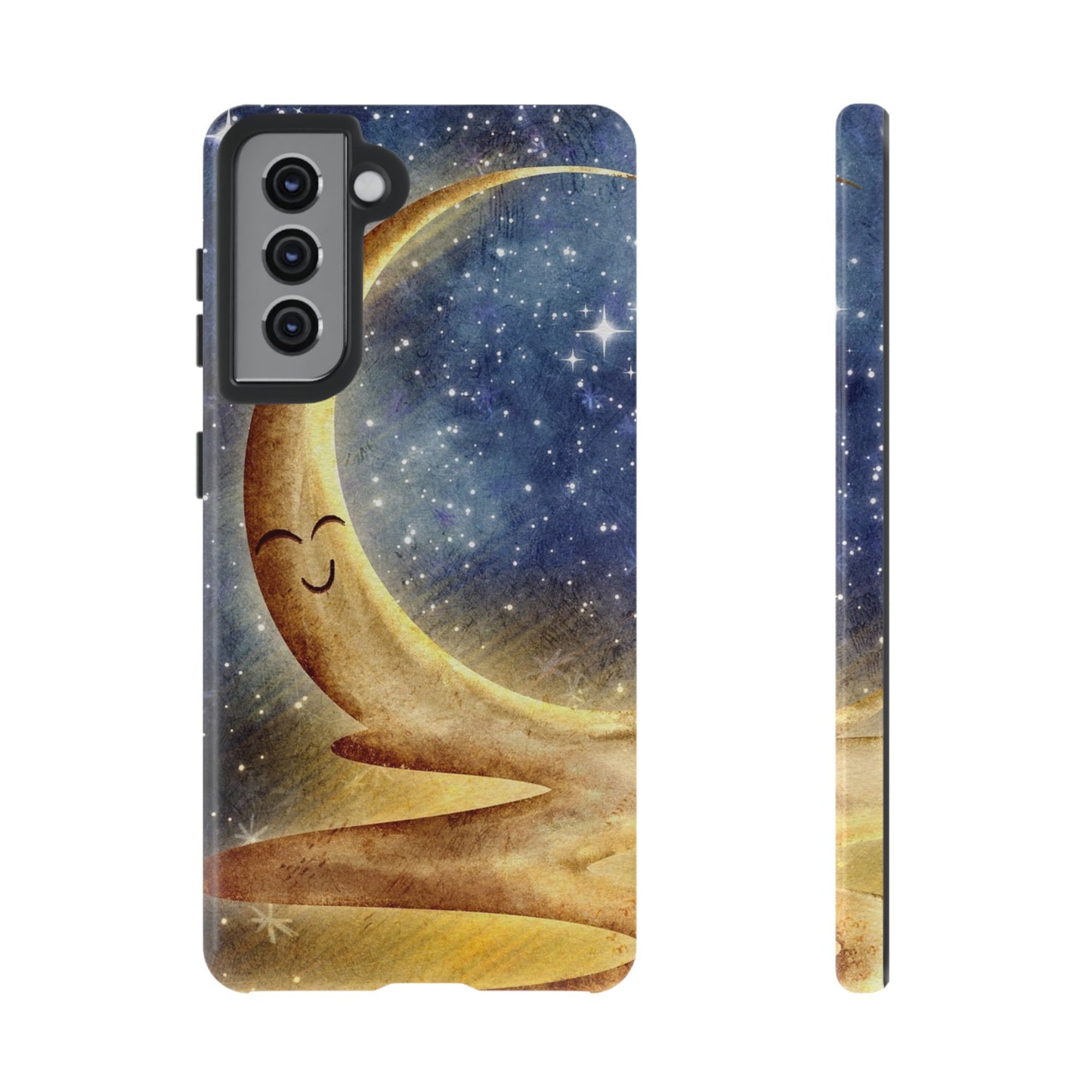 Moonlit Smile Phone Case — Starry Night Crescent Moon iPhone Cover