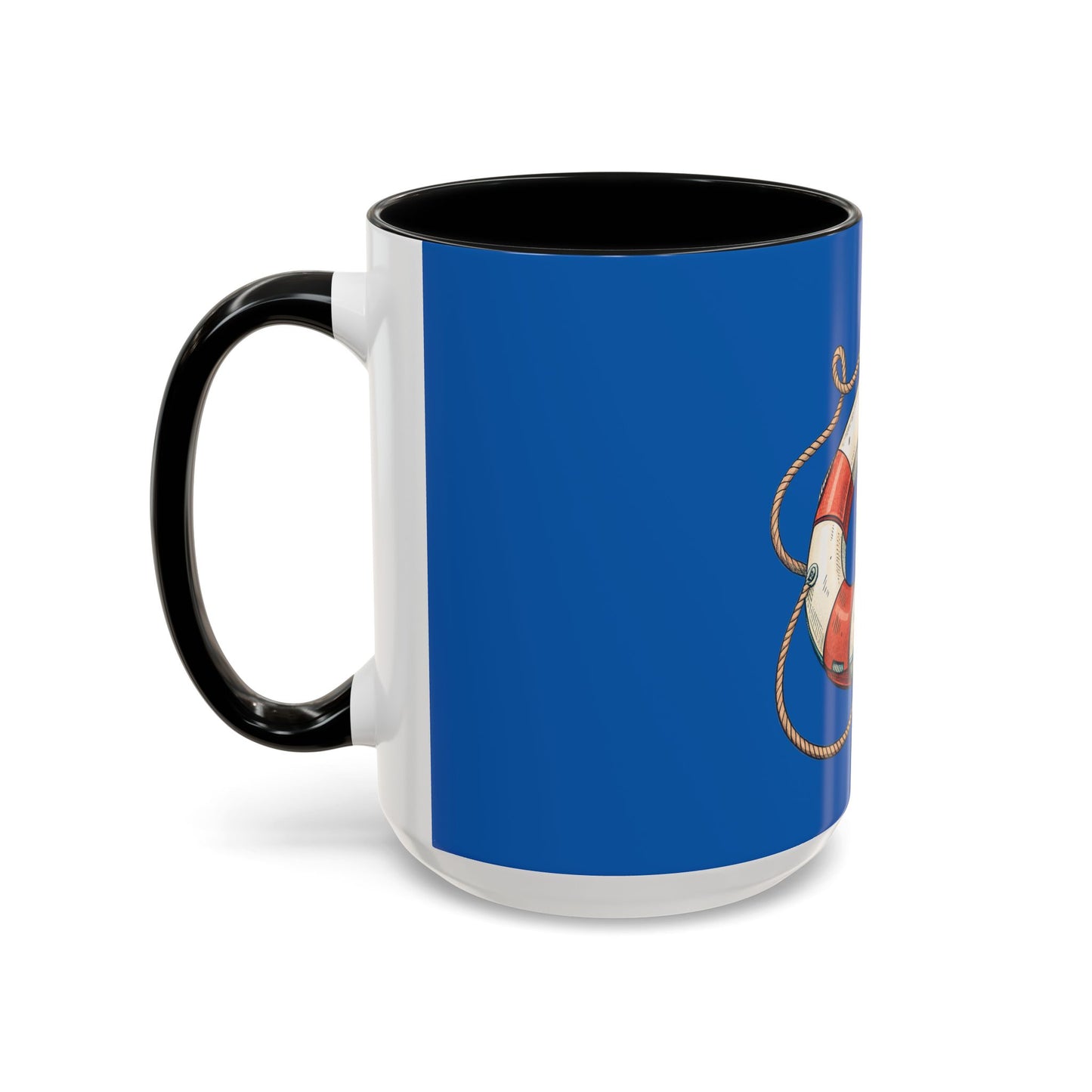 Lifesaver Accent Coffee Mug - Nautical Gift, Beach Decor, Sailor's Coffee Cup, Ocean Lover Mug, Summer Vibes