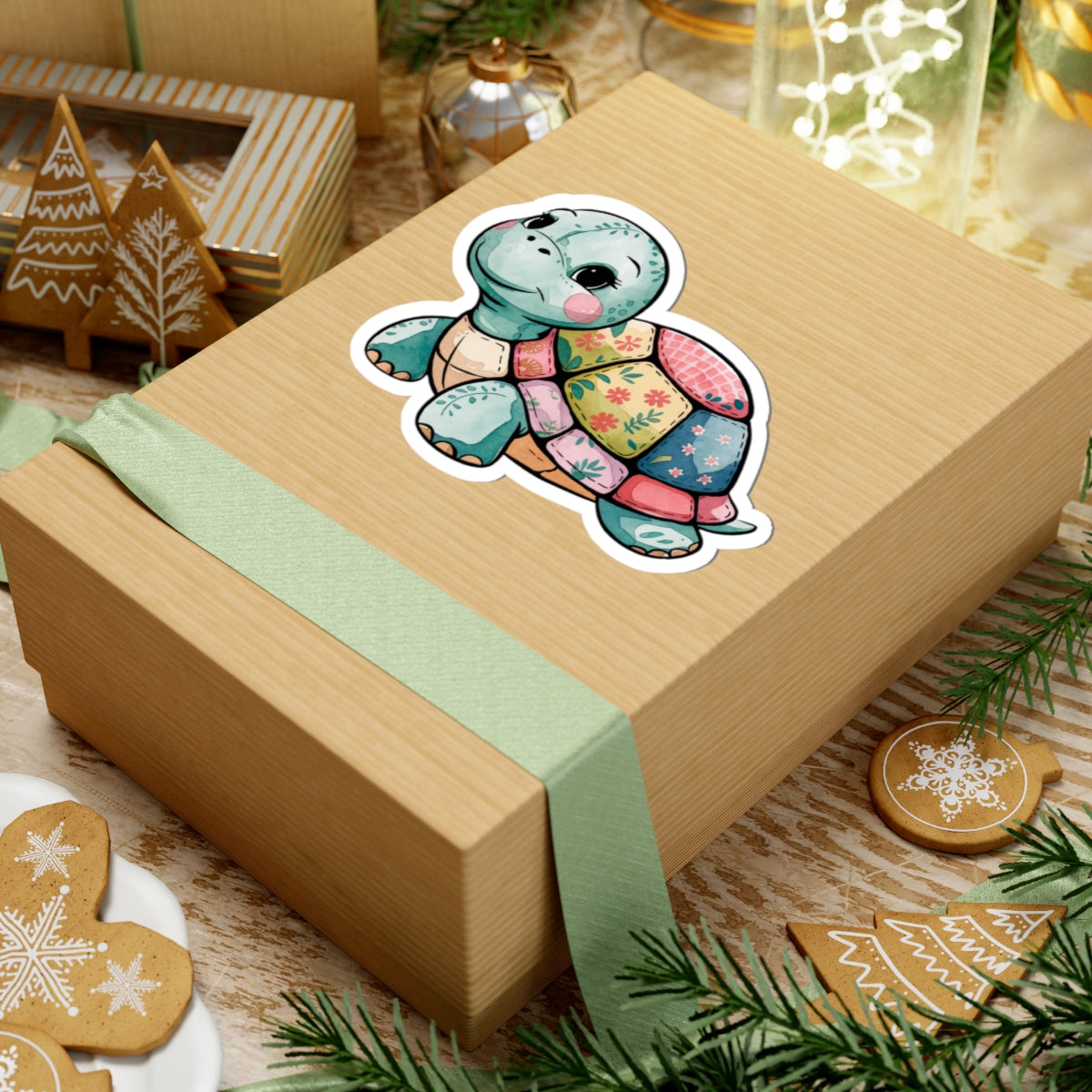 Adorable Turtle Kiss-Cut Stickers for Laptop, Water Bottle Decor, Cute Gifts for Kids, Animal Lover Stickers, Fun Party Favors