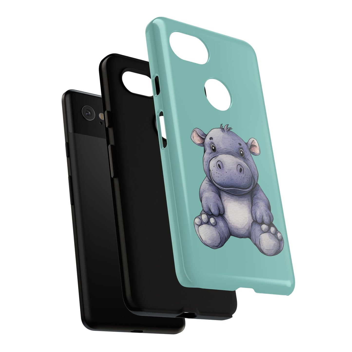 Cute Hippo Phone Case, Tough Phone Cover, Fun Animal Case, Gift for Kids, Cute Decor, Birthday Present