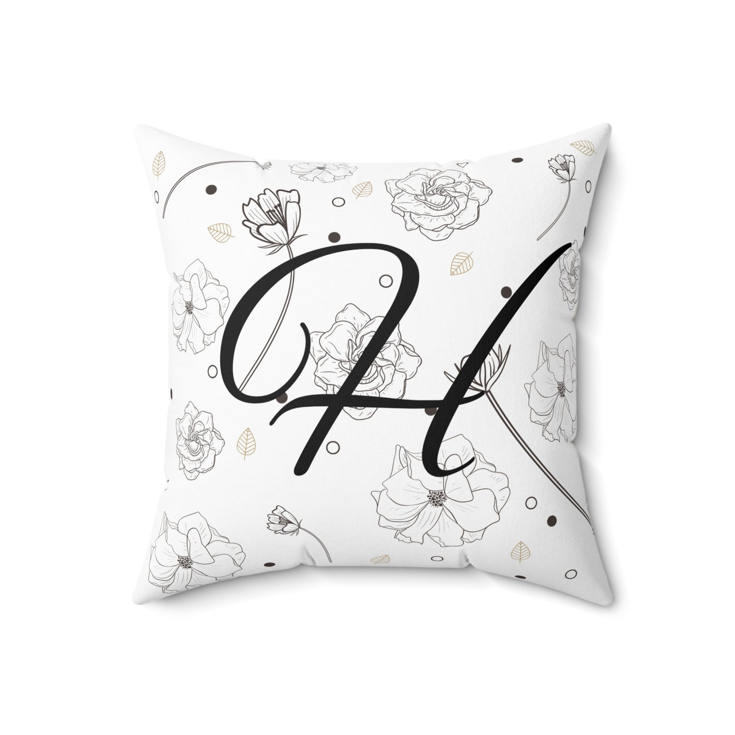 Floral Monogram Square Pillow - Personalized