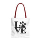 Love Paw Print Tote Bag, Pet Lover's Gift, Eco-Friendly Shopping Bag, Animal Rescue Fundraiser, Personalized Pet Tote