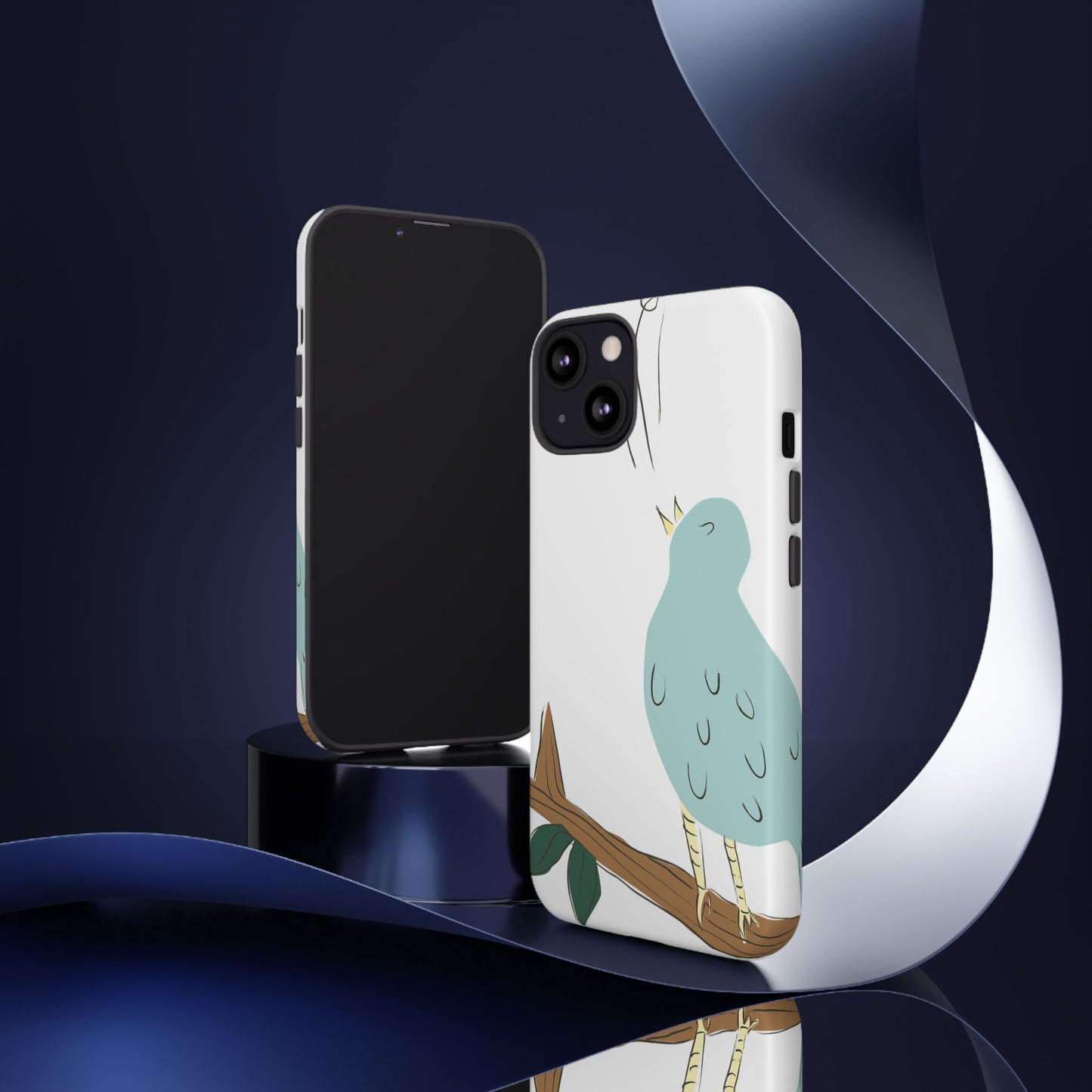 Birdsong Phone Case — Cute Blue Bird on Branch Protective Case