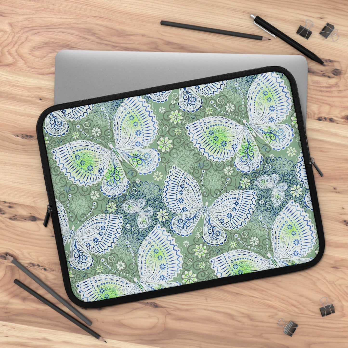 Butterfly Pattern Laptop Sleeve, Eco-Friendly Laptop Case, Computer Bag, Gift for Her, Personalized Tech Accessory