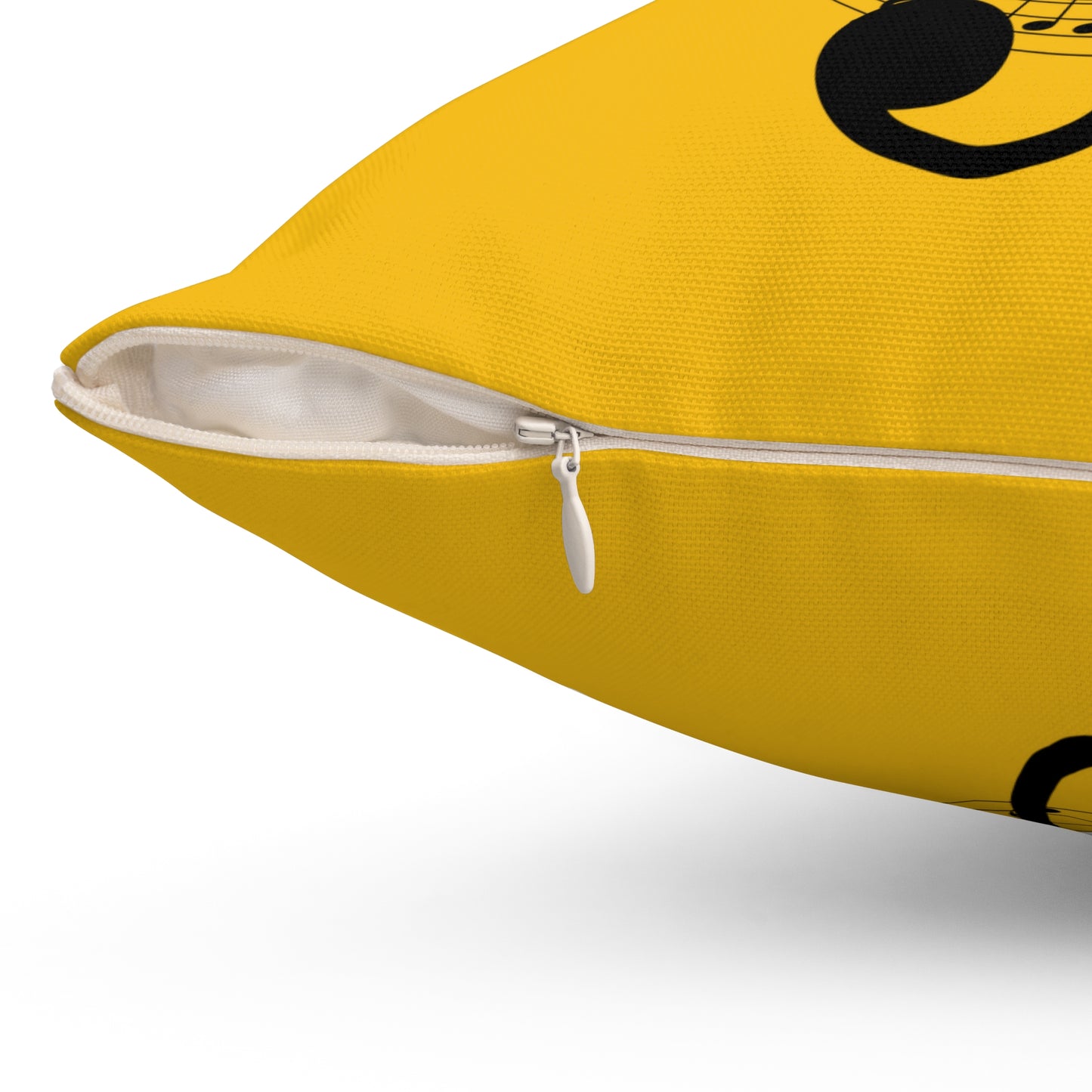 Musical Notes Square Pillow  - Yellow