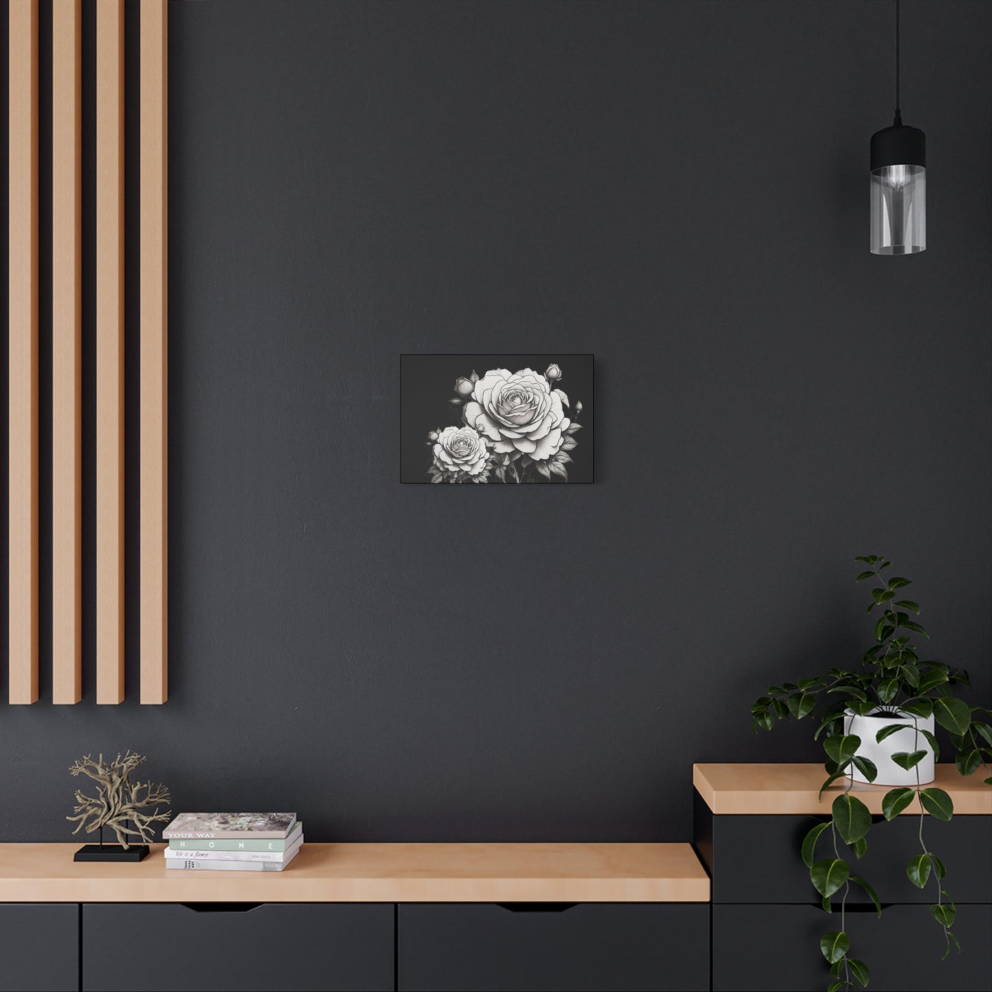 Monochrome Rose Canvas Print — Black & White Floral Wall Art