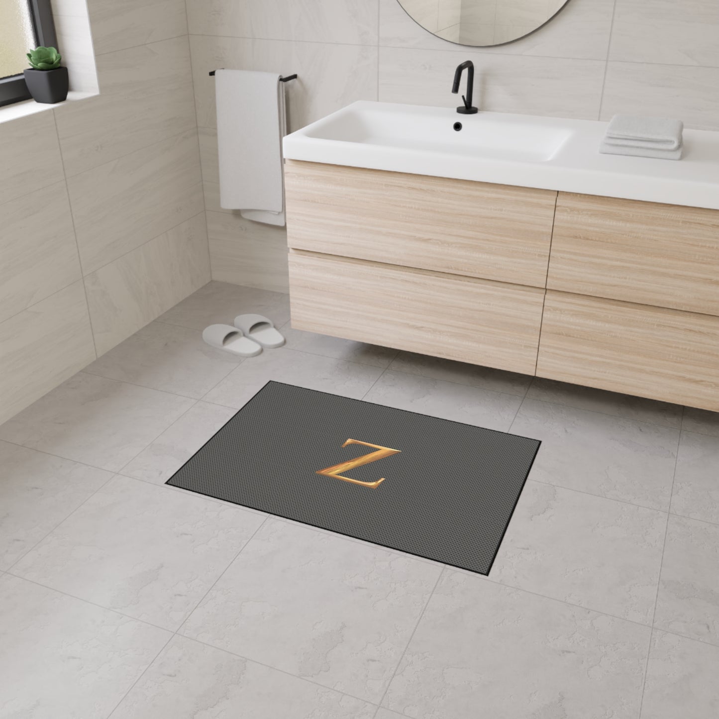 Gray and Gold Monogram Z Heavy-Duty Floor Mat