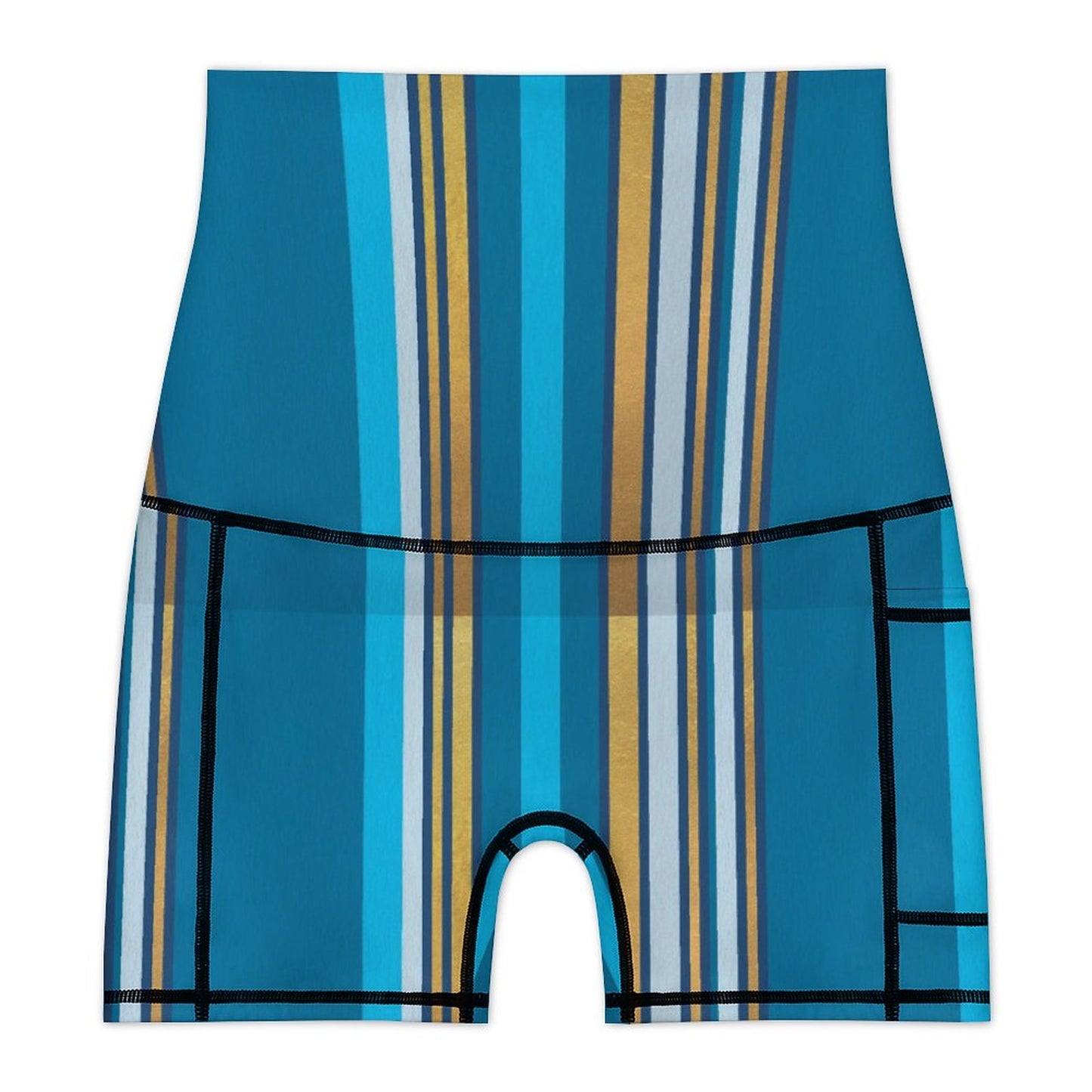 Pregnancy Yoga Shorts Blue Stripes