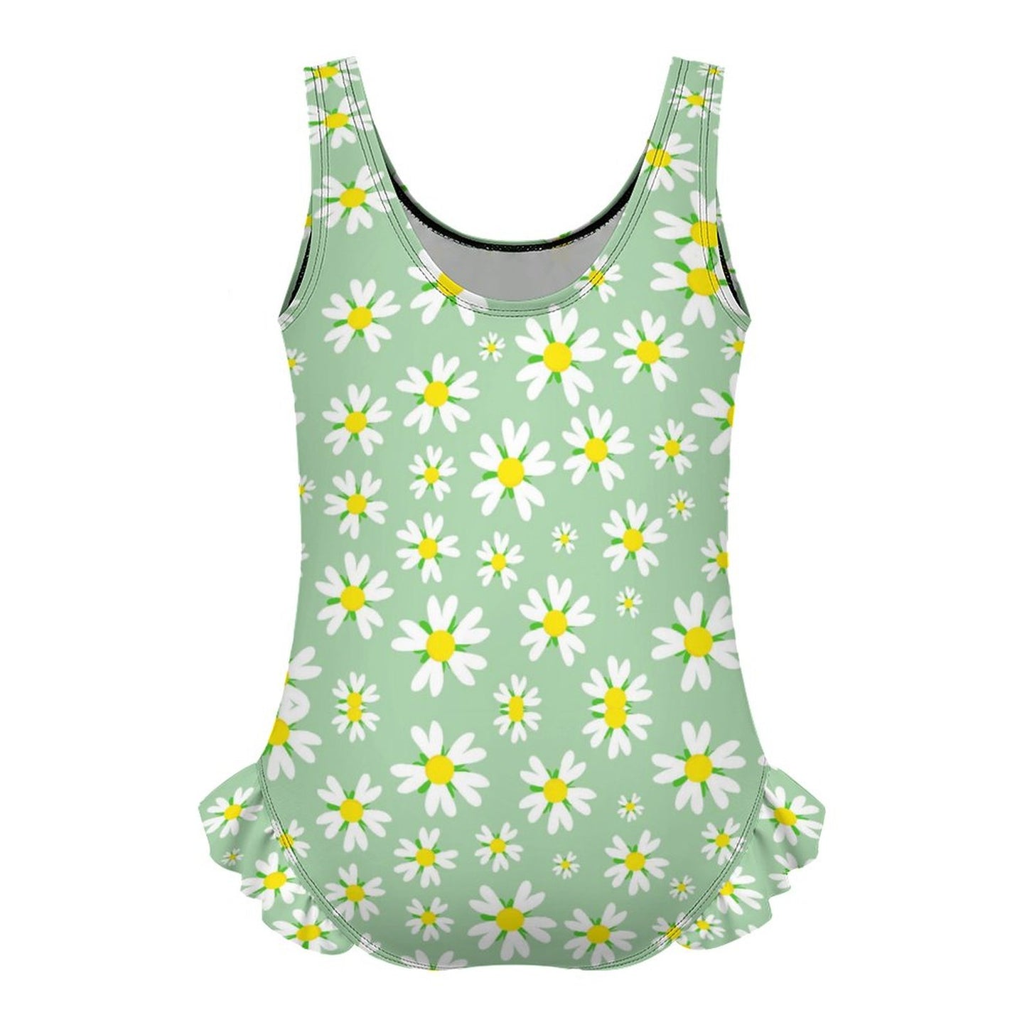 Girls Ruffle Trim One Piece Swimwear
