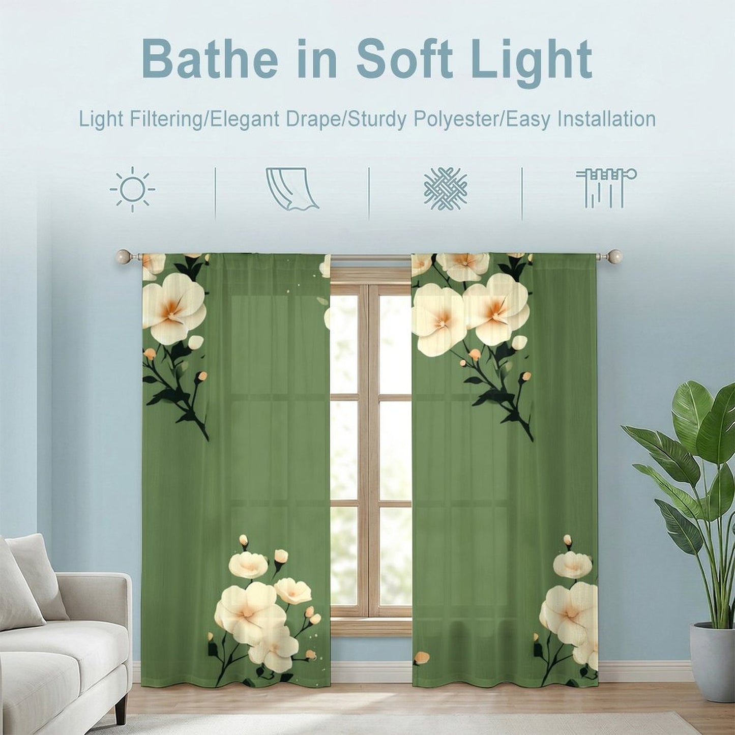 Sheer Curtain Green