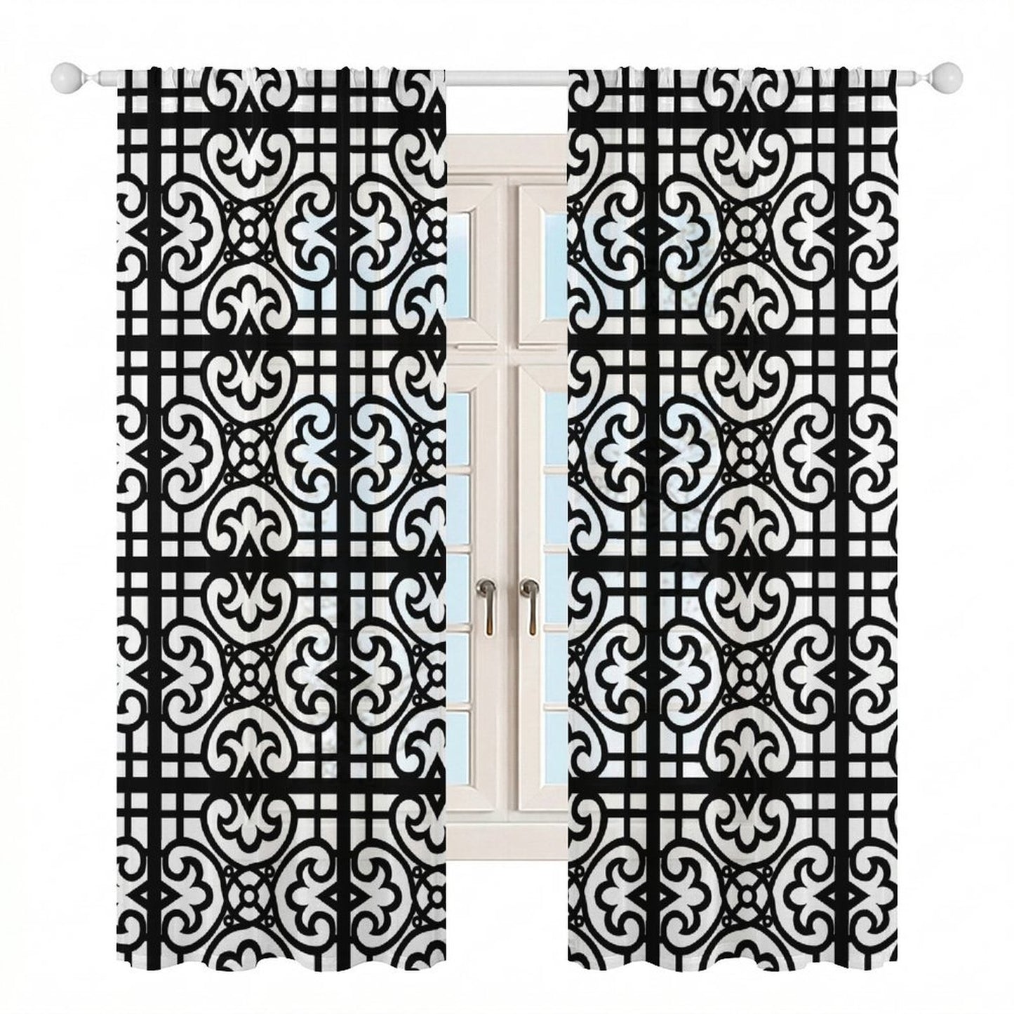 Sheer Curtain Black and White