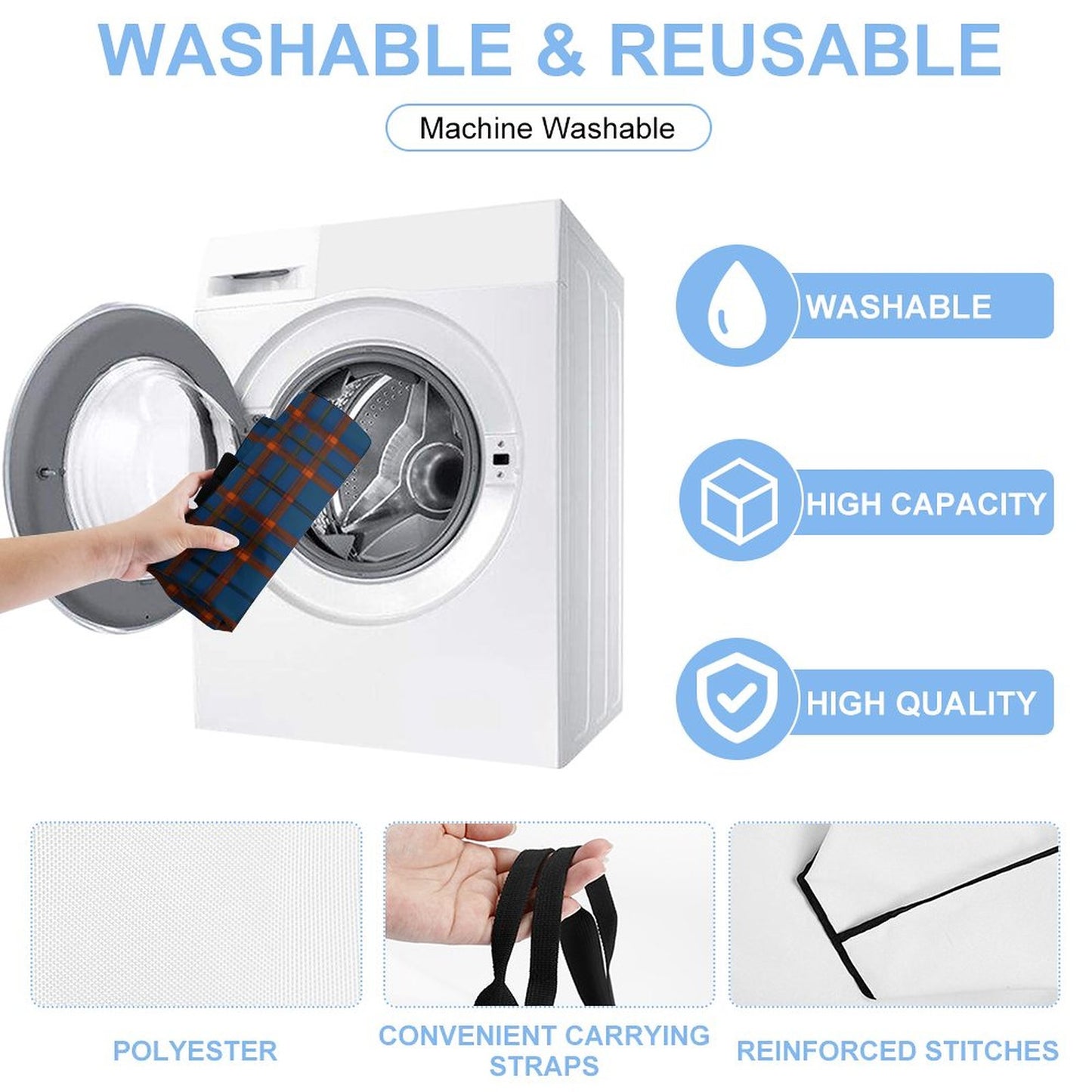 Large One Shoulder Shopping Bag Plaid