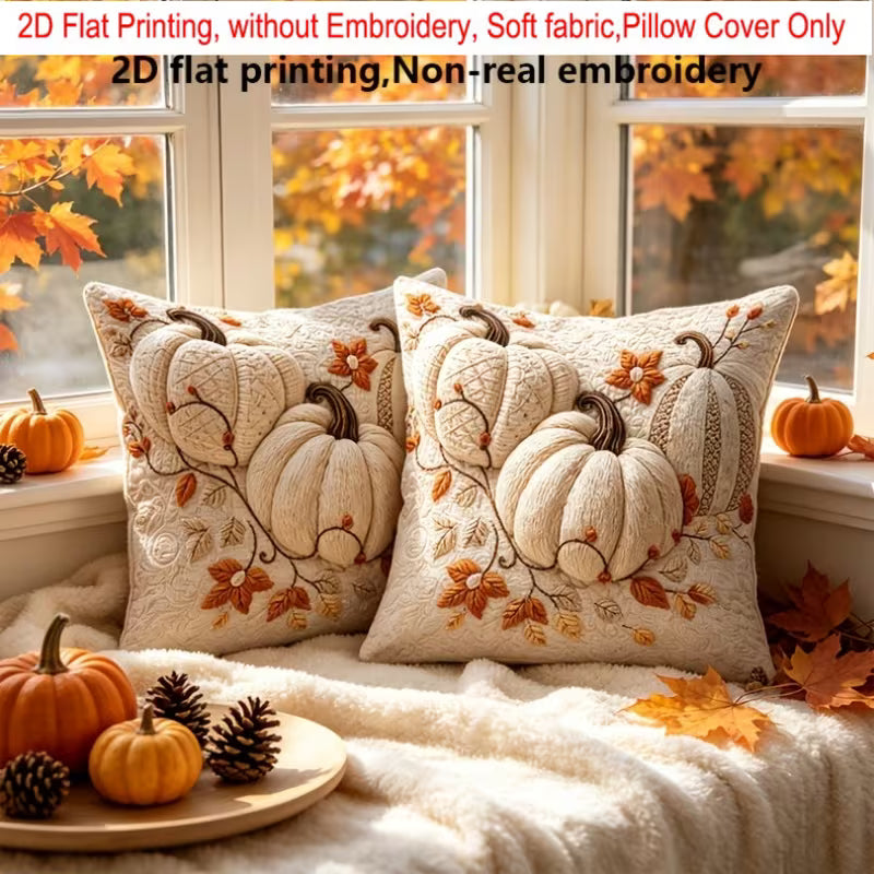 2D Flat-printing Bohemian Country-style Rustic Throw Pillow Set in 2pcs. Suitable for Autumn Decoration.