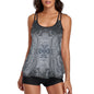 Tankini Two Piece Swimsuit Gray and Black